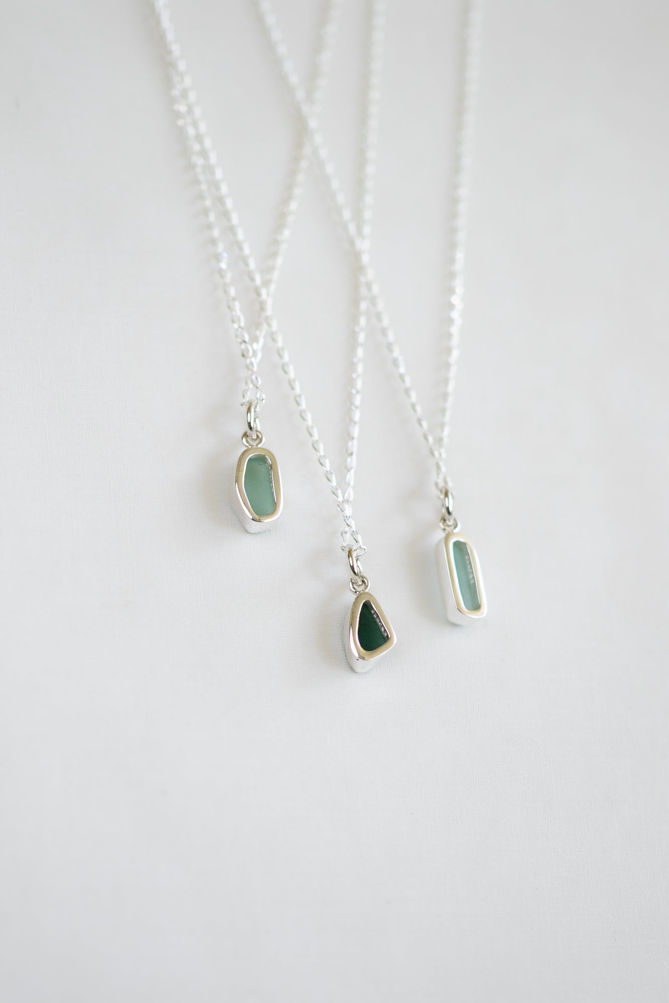 Tiny Bezel Sea Glass Necklaces (open back)