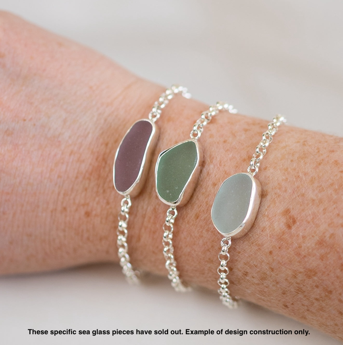 Bezel Sea Glass Bracelets