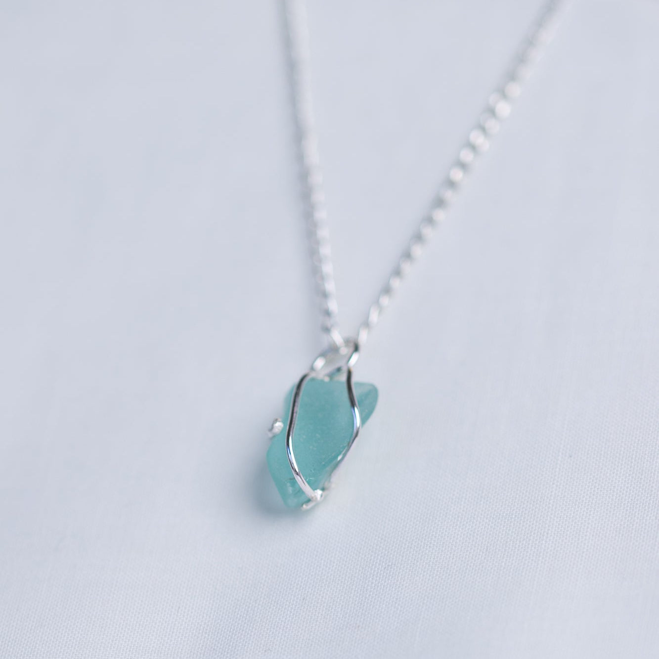 Sea Glass Necklaces - Chunky sea glass, fine claw setting