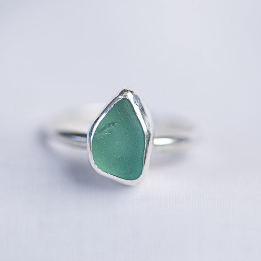 Teal Sea Glass Ring