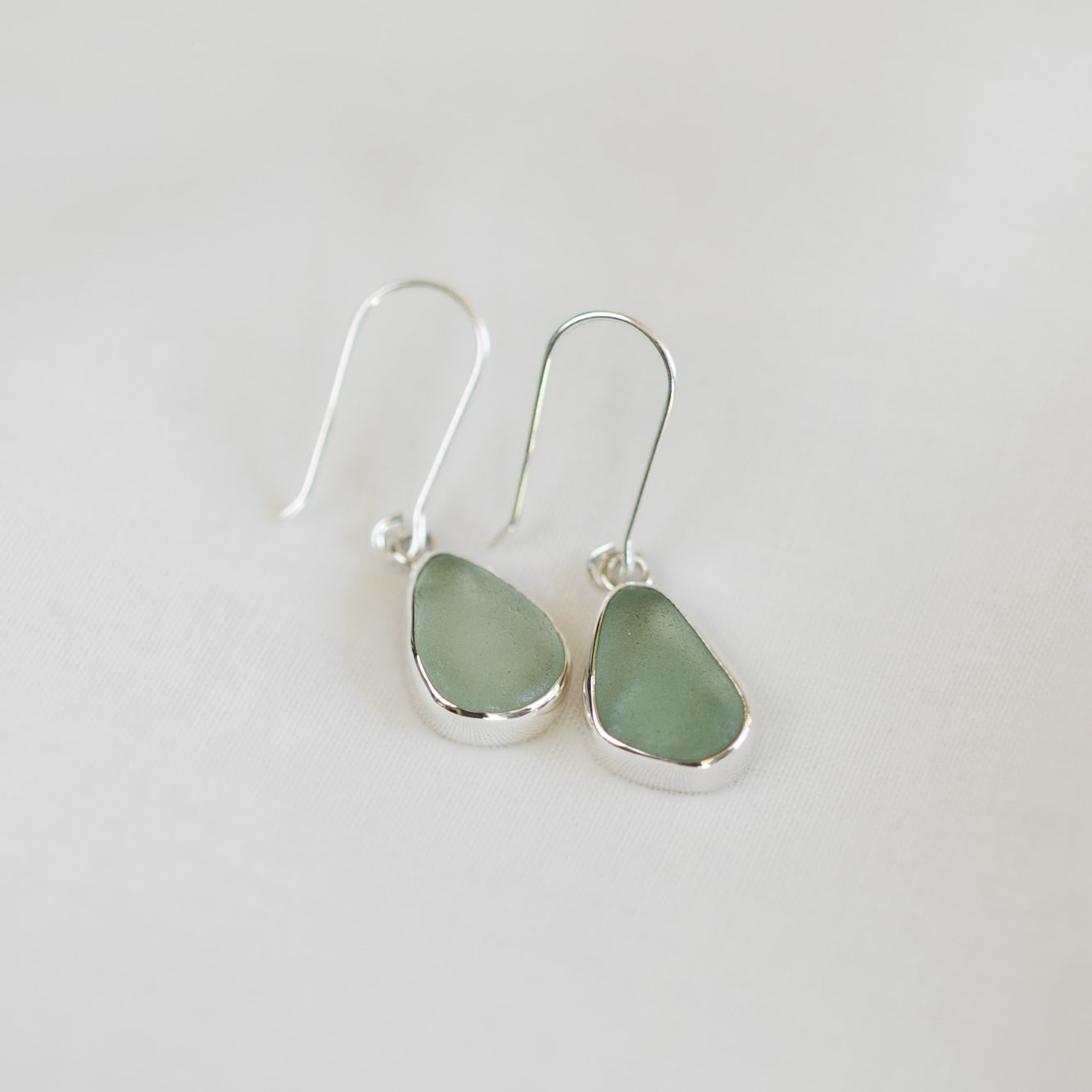 Bezel Sea Glass Earrings (closed back)