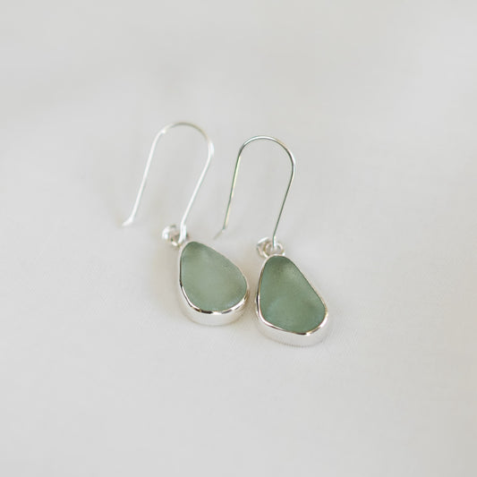 Bezel Sea Glass Earrings (closed back)