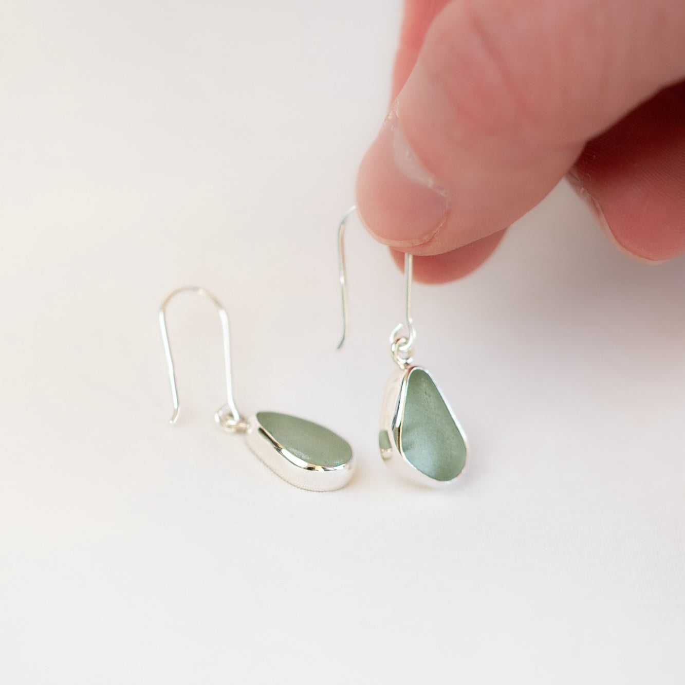Bezel Sea Glass Earrings (closed back)