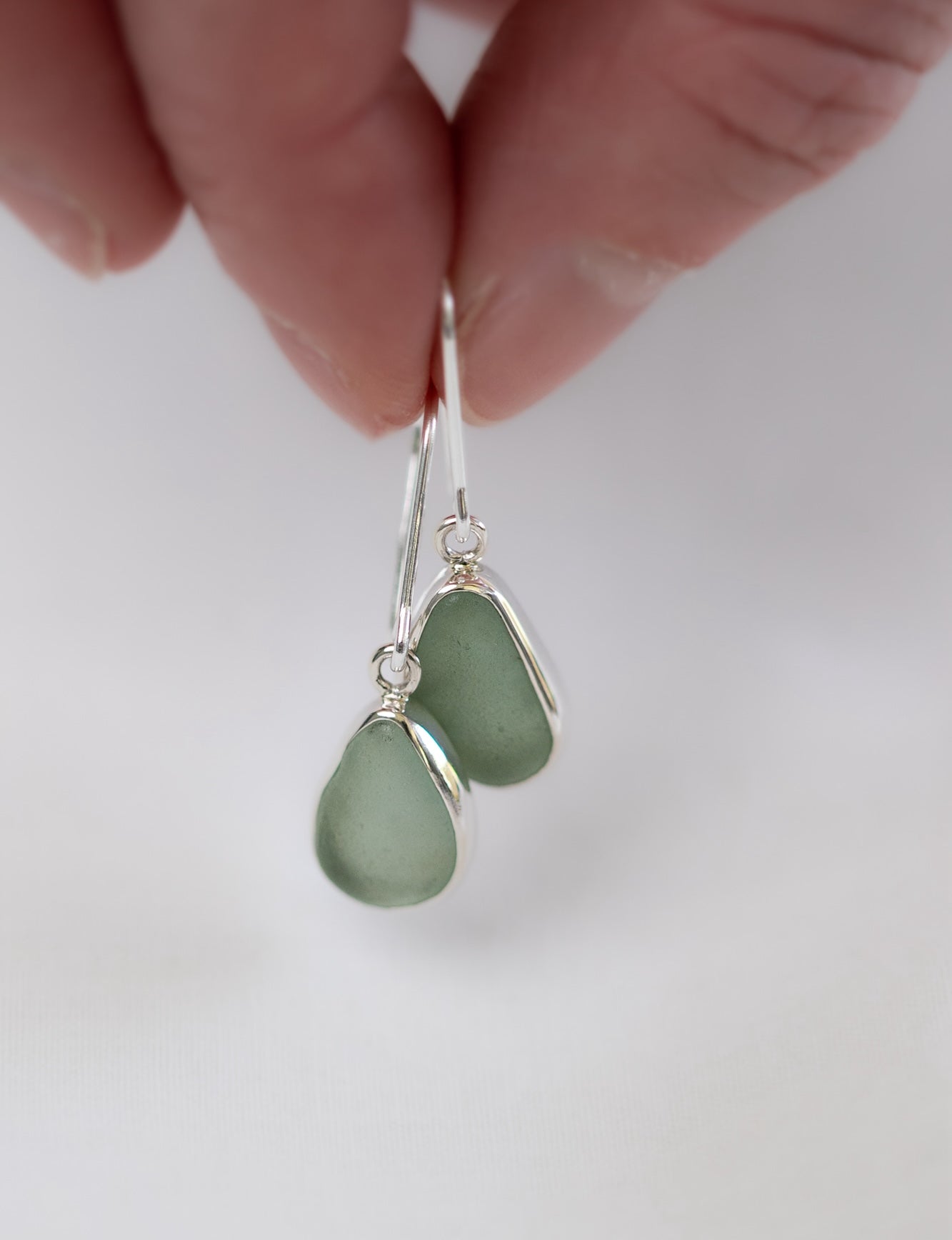 Bezel Sea Glass Earrings (closed back)