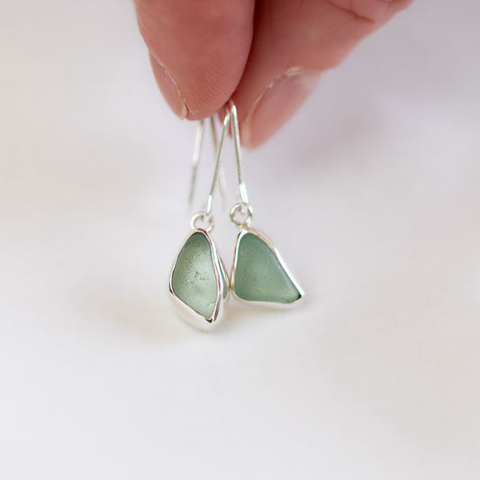 Bezel Sea Glass Earrings (closed back)