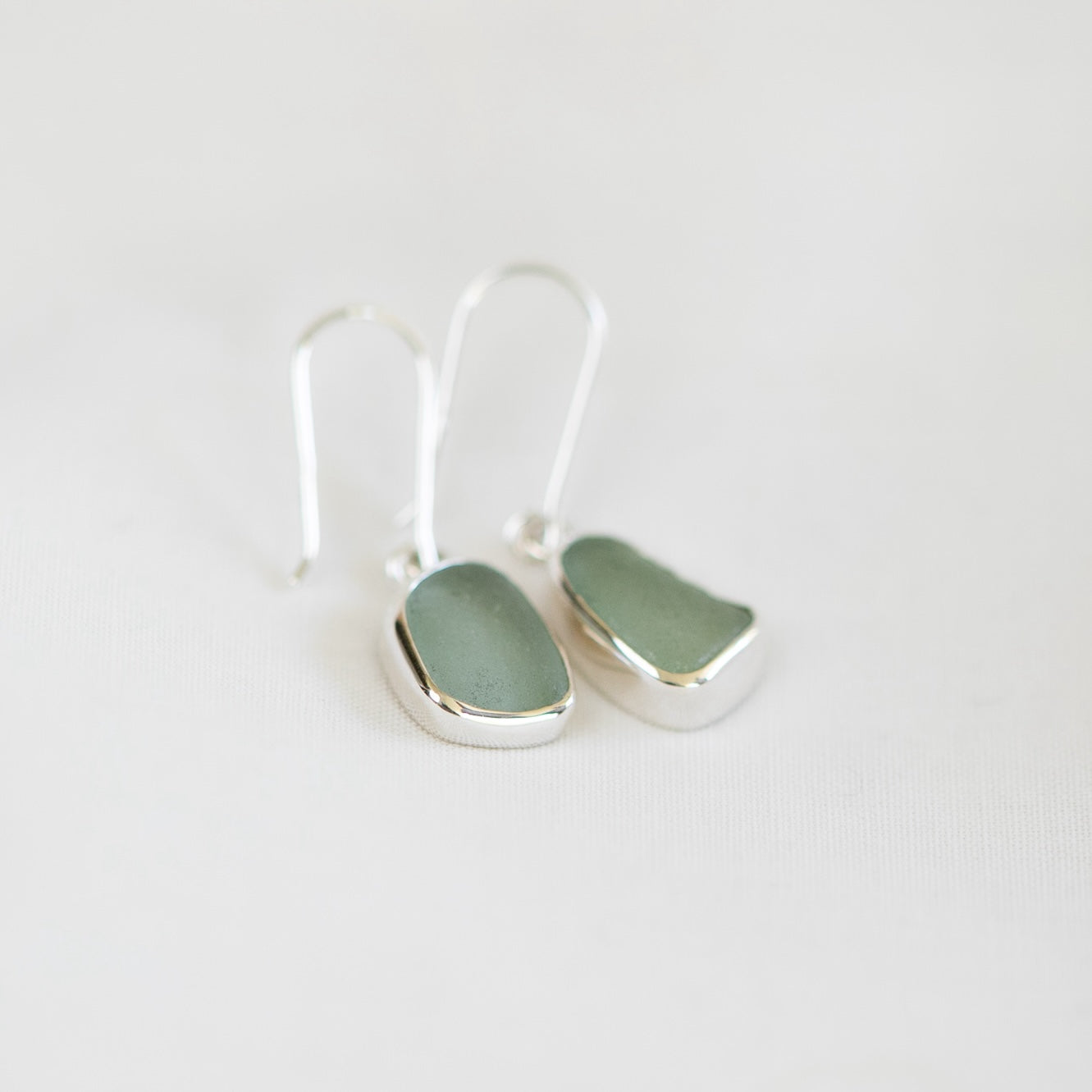 Bezel Sea Glass Earrings (closed back)