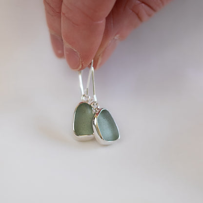Bezel Sea Glass Earrings (closed back)