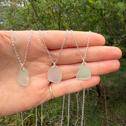 Sea Glass Necklaces - sea foam blues & greens