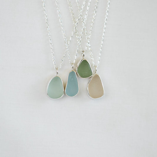 Medium Bezel Sea Glass Necklaces (open back)