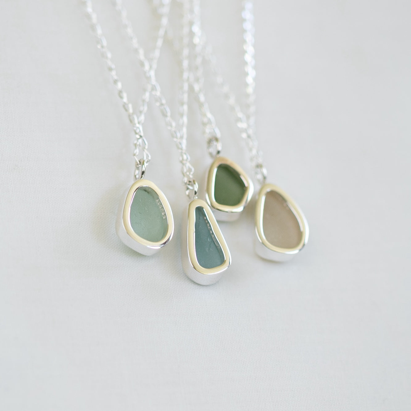 Medium Bezel Sea Glass Necklaces (open back)