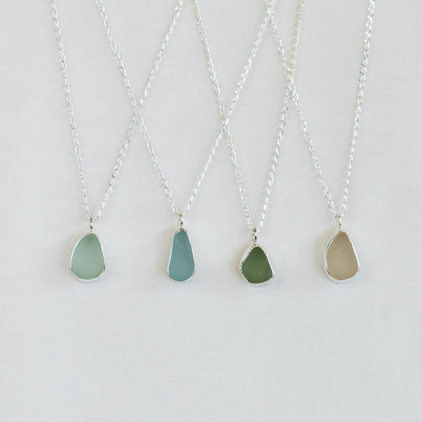 Medium Bezel Sea Glass Necklaces (open back)