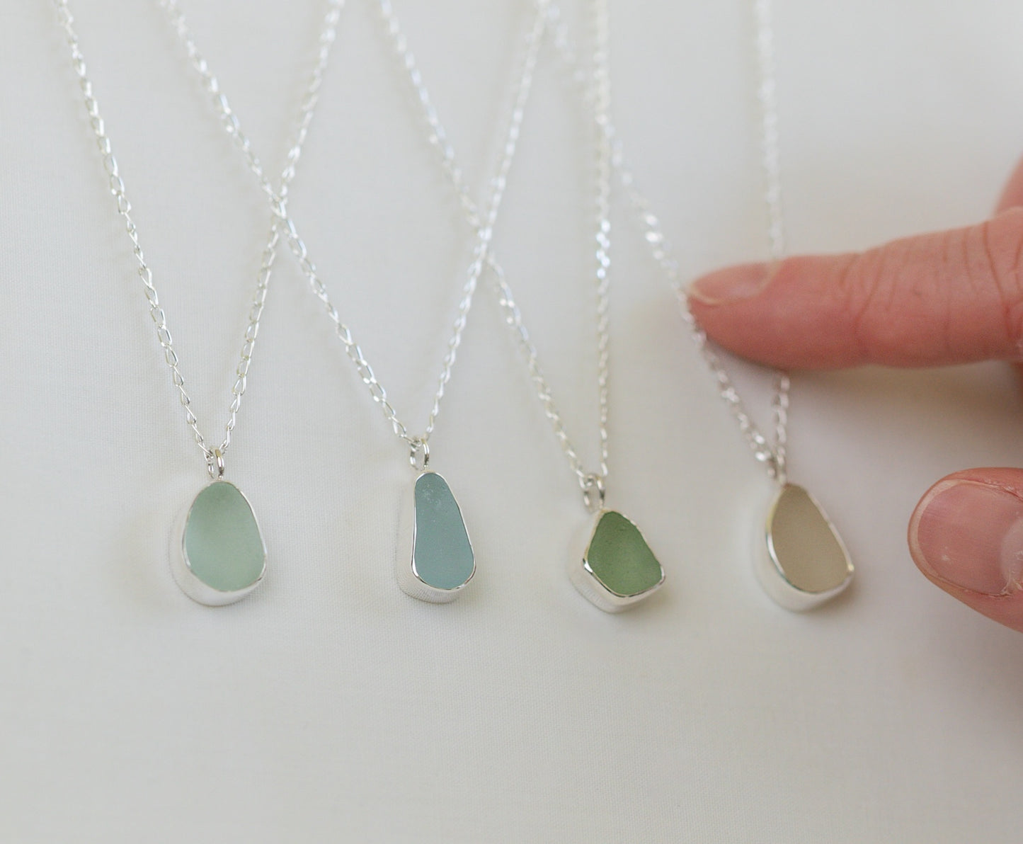 Medium Bezel Sea Glass Necklaces (open back)