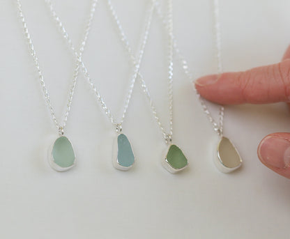 Medium Bezel Sea Glass Necklaces (open back)