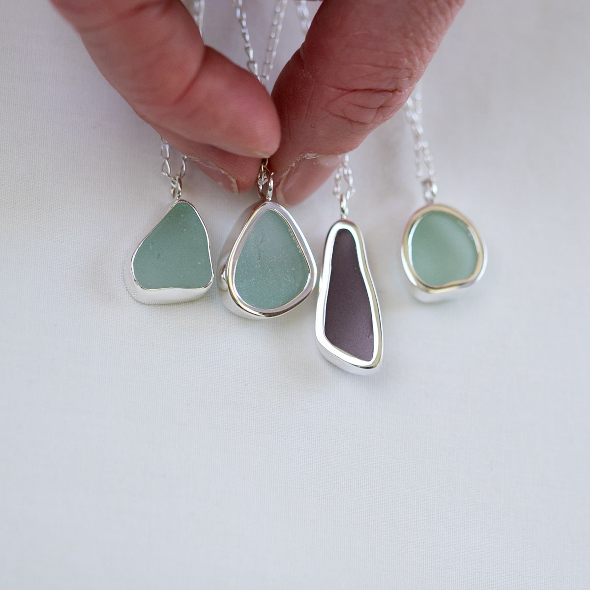 Large Bezel Sea Glass Necklace