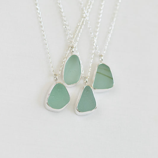 Medium Bezel Sea Glass Necklaces (open back)