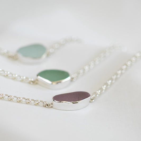 Bezel Sea Glass Bracelets