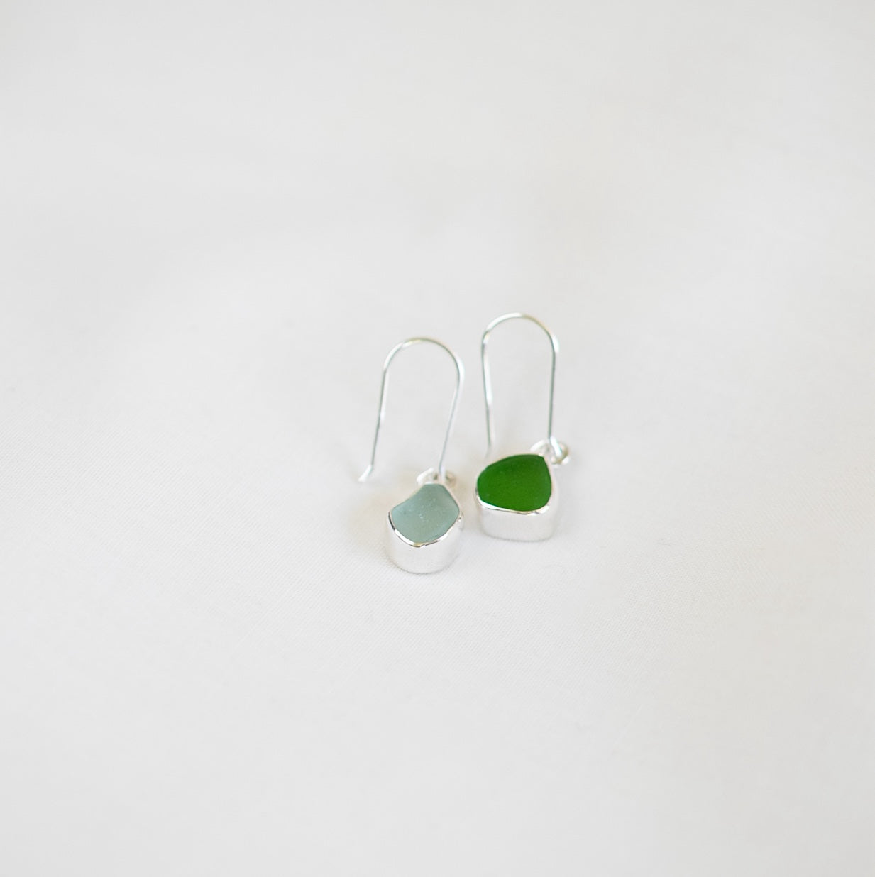 Bezel Sea Glass Earrings (open back)