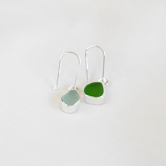 Bezel Sea Glass Earrings (open back)