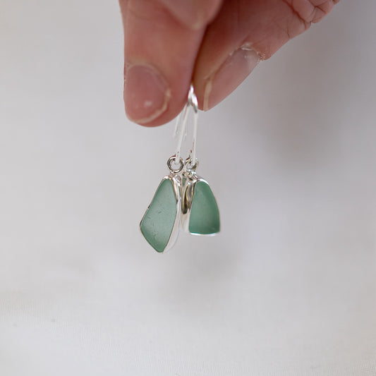 Bezel Sea Glass Earrings (open back)