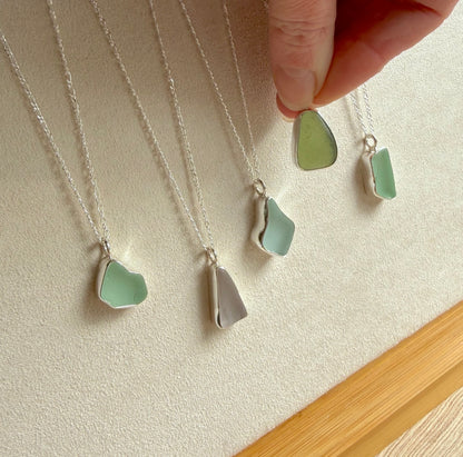 Large Bezel Sea Glass Necklace