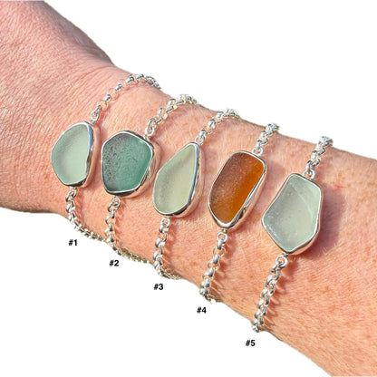 Bezel Sea Glass Bracelets