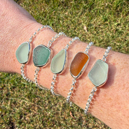 Bezel Sea Glass Bracelets