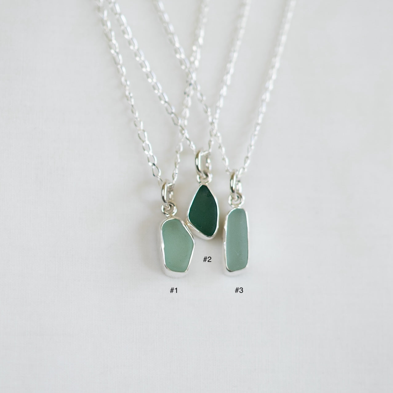 Tiny Bezel Sea Glass Necklaces (open back)