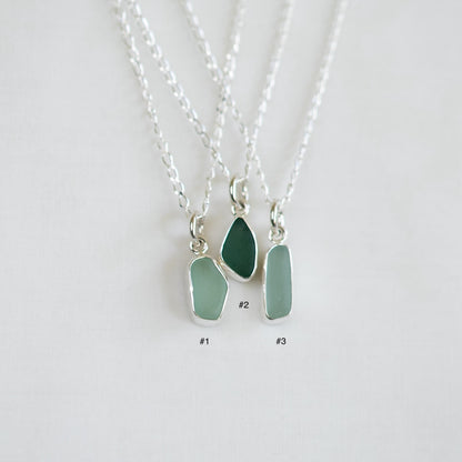 Tiny Bezel Sea Glass Necklaces (open back)