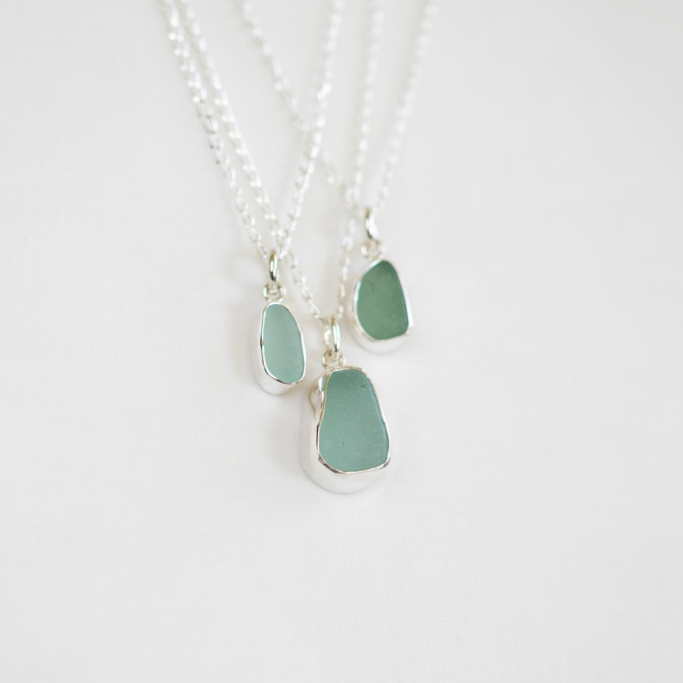 Small Bezel Sea Glass Necklaces (open back)