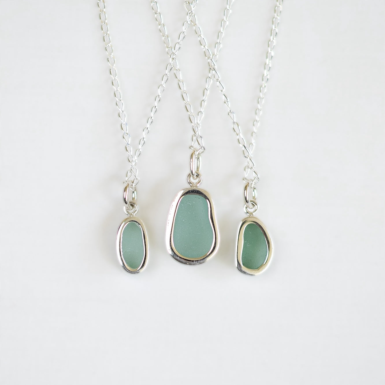 Small Bezel Sea Glass Necklaces (open back)