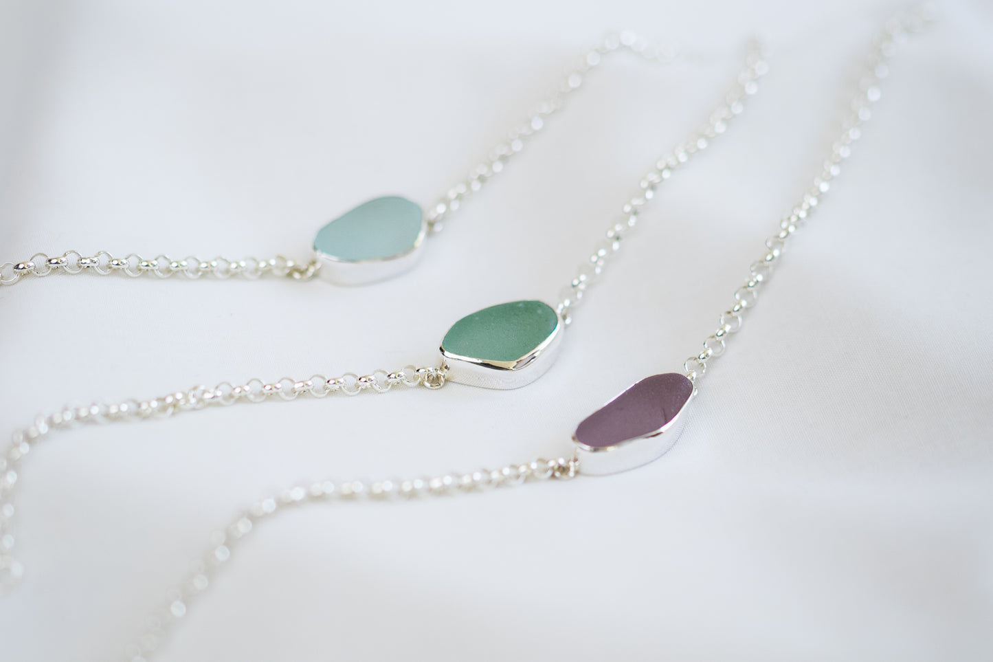 Bezel Sea Glass Bracelets