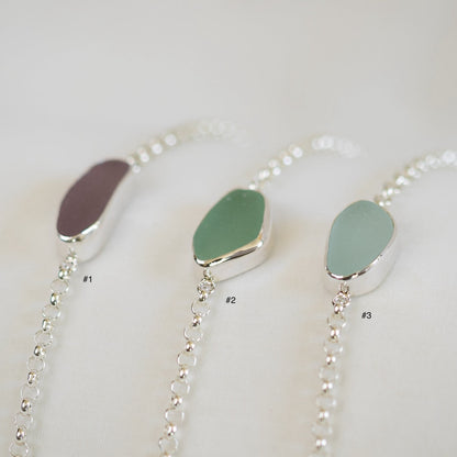 Bezel Sea Glass Bracelets