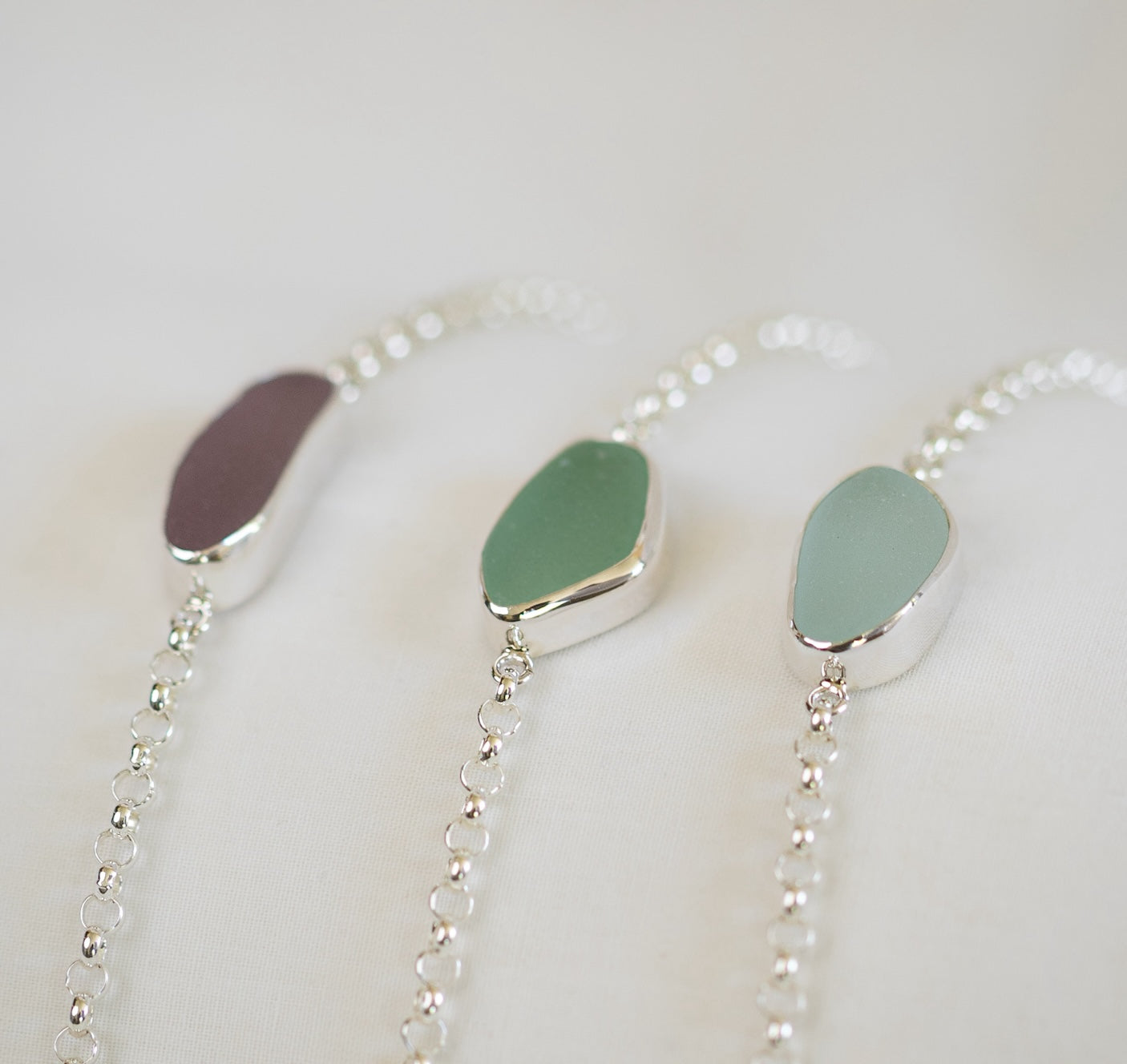 Bezel Sea Glass Bracelets