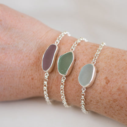 Bezel Sea Glass Bracelets