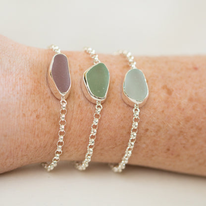 Bezel Sea Glass Bracelets