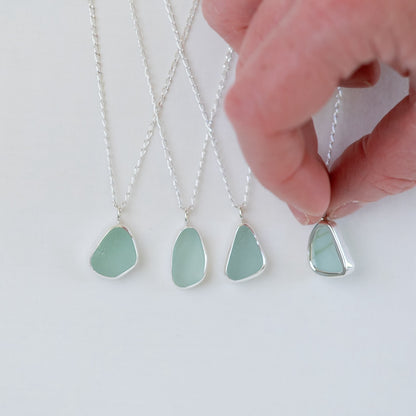 Medium Bezel Sea Glass Necklaces (open back)
