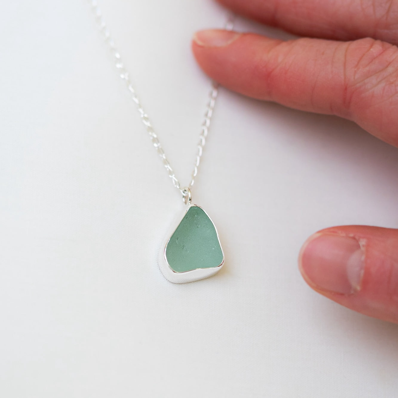 Large Bezel Sea Glass Necklace