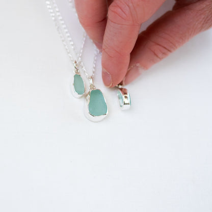 Small Bezel Sea Glass Necklaces (open back)
