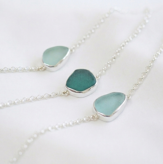 Bezel Sea Glass Bracelets