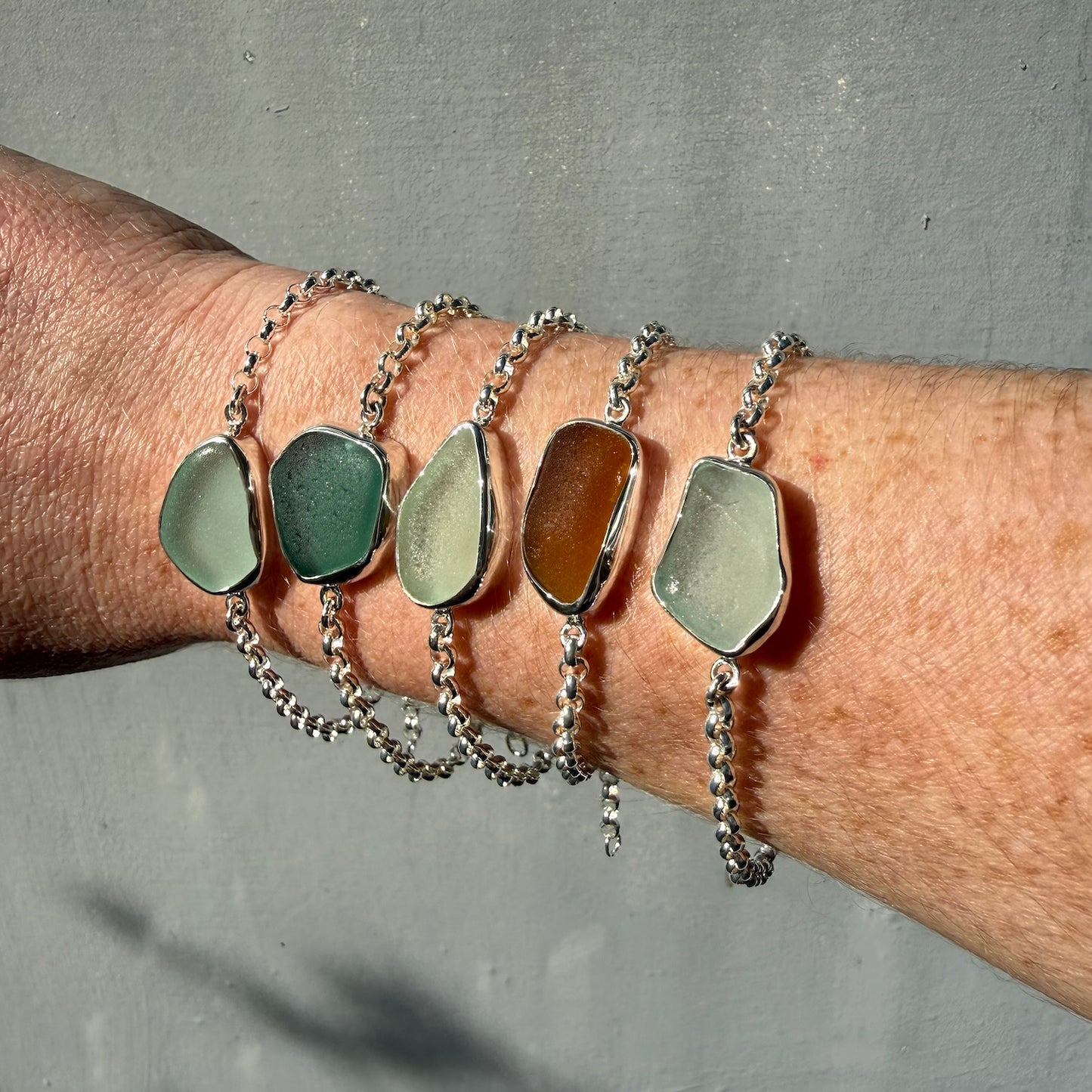 Bezel Sea Glass Bracelets