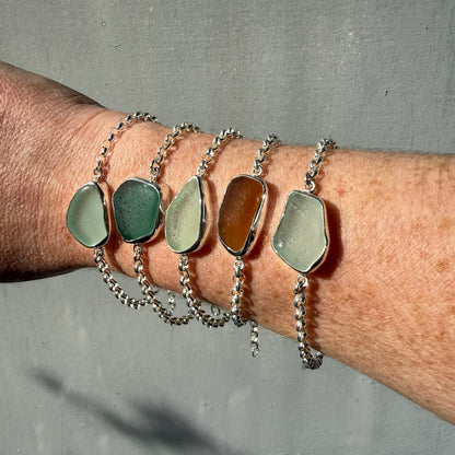Bezel Sea Glass Bracelets
