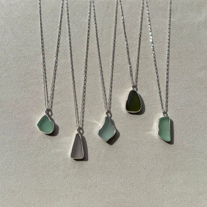 Large Bezel Sea Glass Necklace