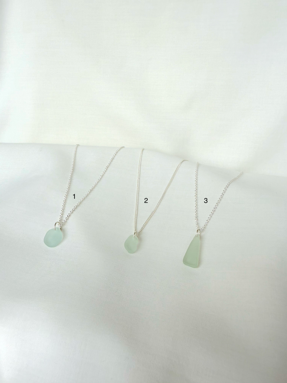 Sea Glass Necklaces - sea foam blues & greens