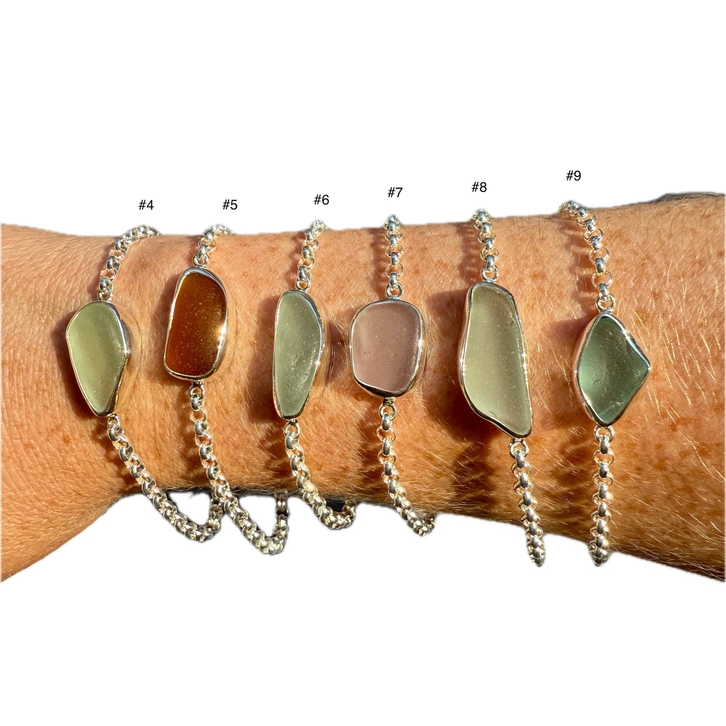 Bezel Sea Glass Bracelets