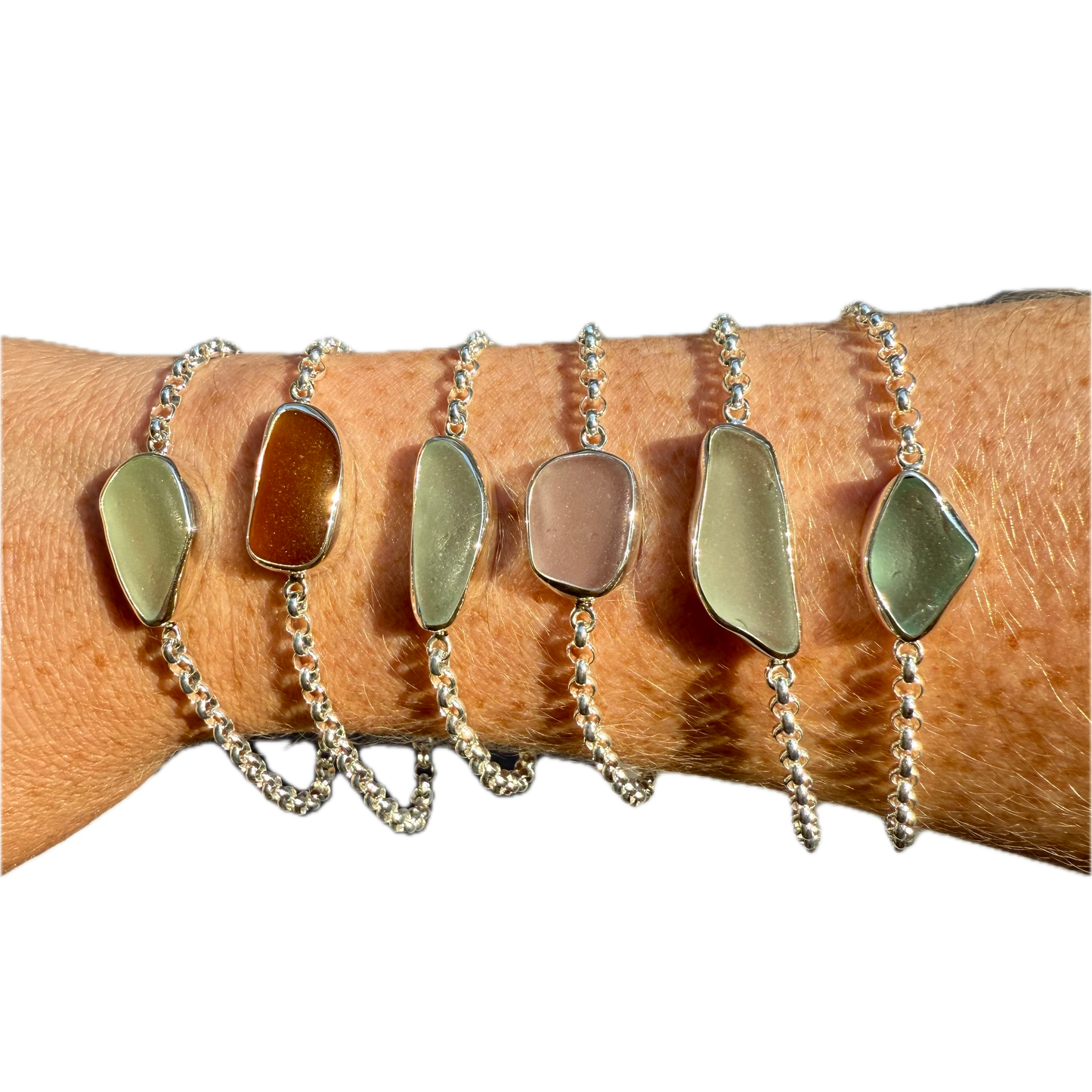 Bezel Sea Glass Bracelets
