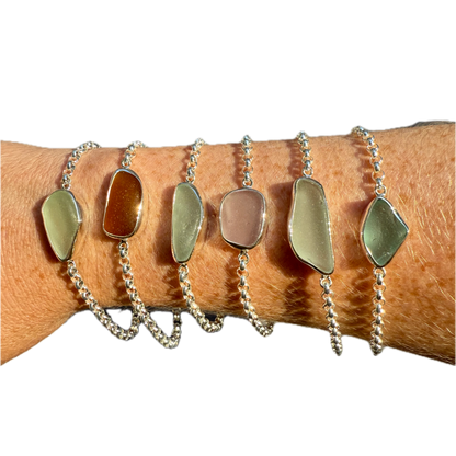 Bezel Sea Glass Bracelets