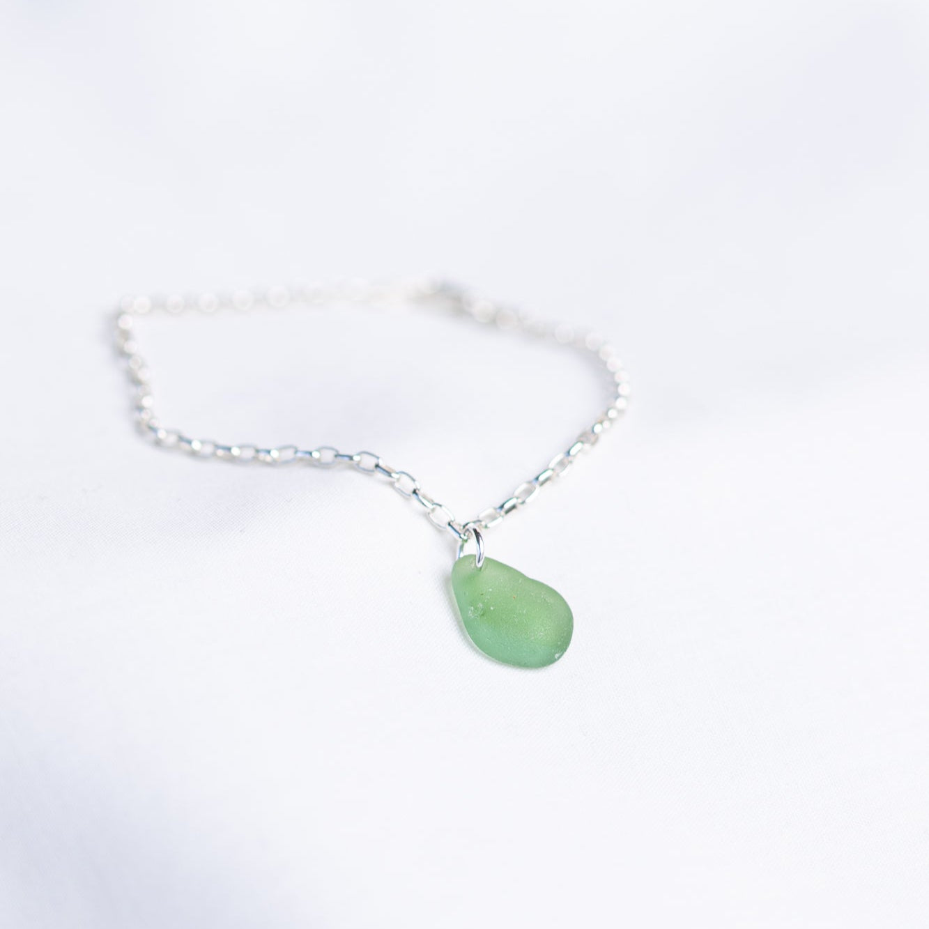 sterling silver sea glass bracelet handmade in Australia
