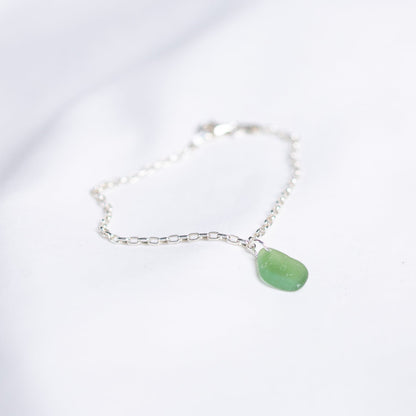 sterling silver green sea glass bracelet handmade in Australia