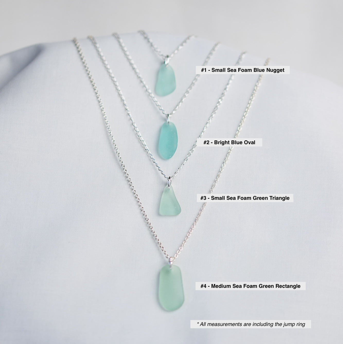 Sea Glass Necklaces - sea foam blues & greens