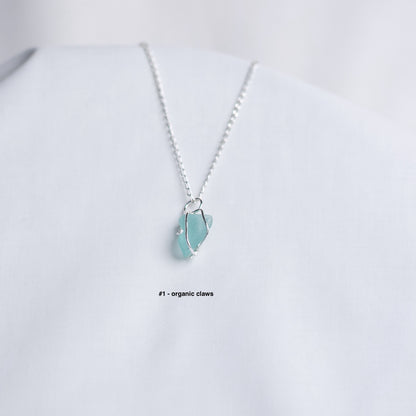 Sea Glass Necklaces - Chunky sea glass, fine claw setting